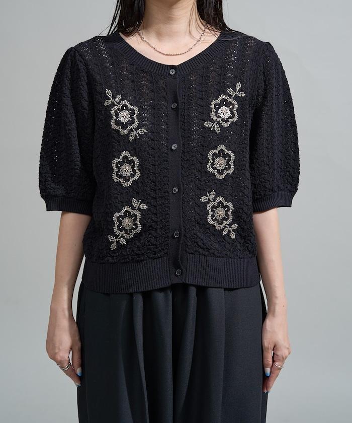 透視編織 珠片刺繡 夏季針織開衫