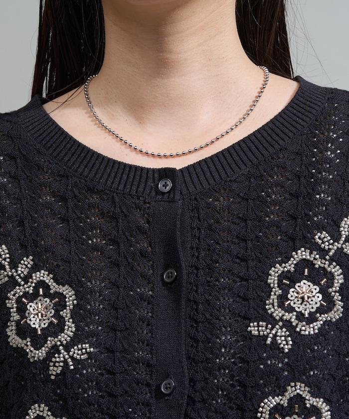 透視編織 珠片刺繡 夏季針織開衫