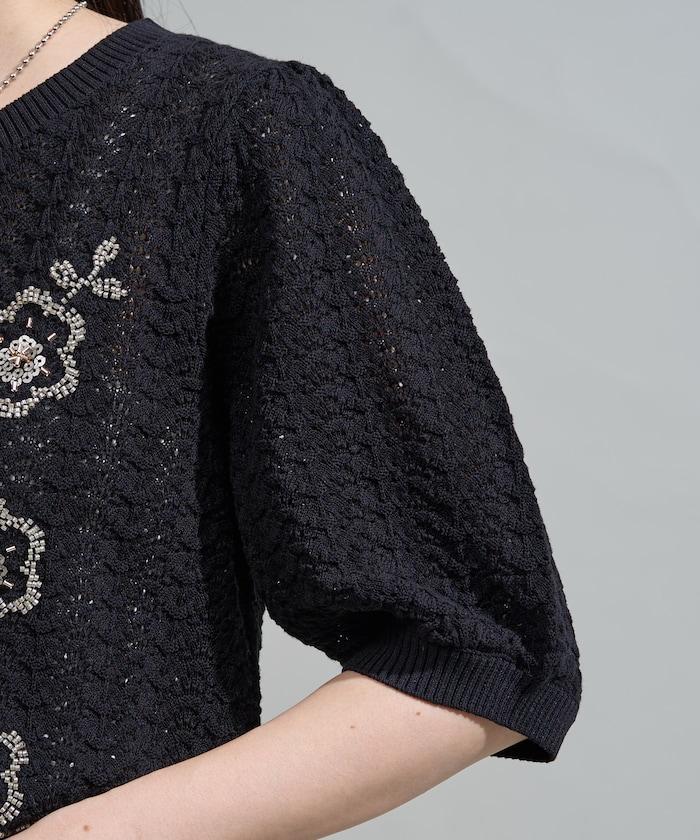 透視編織 珠片刺繡 夏季針織開衫