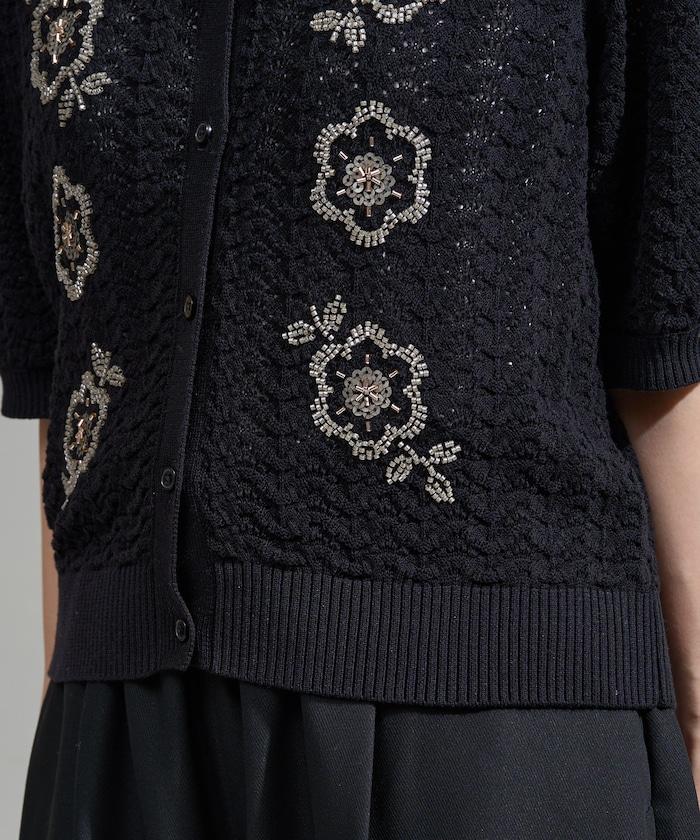 透視編織 珠片刺繡 夏季針織開衫