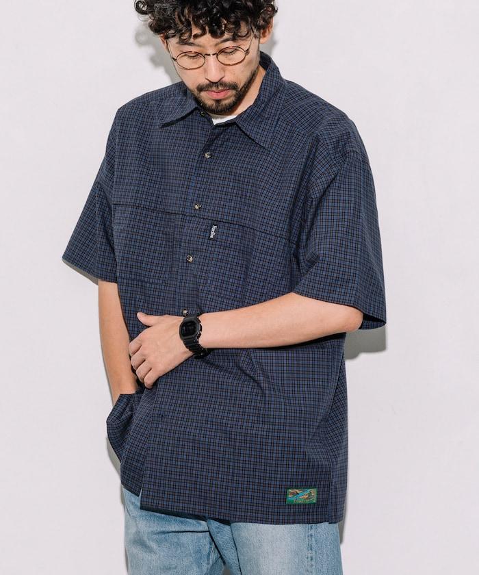 聯名 新款 釣魚口袋 短袖格子襯衫