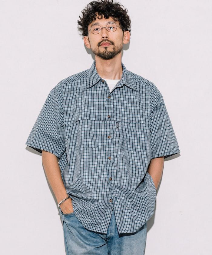 聯名 新款 釣魚口袋 短袖格子襯衫