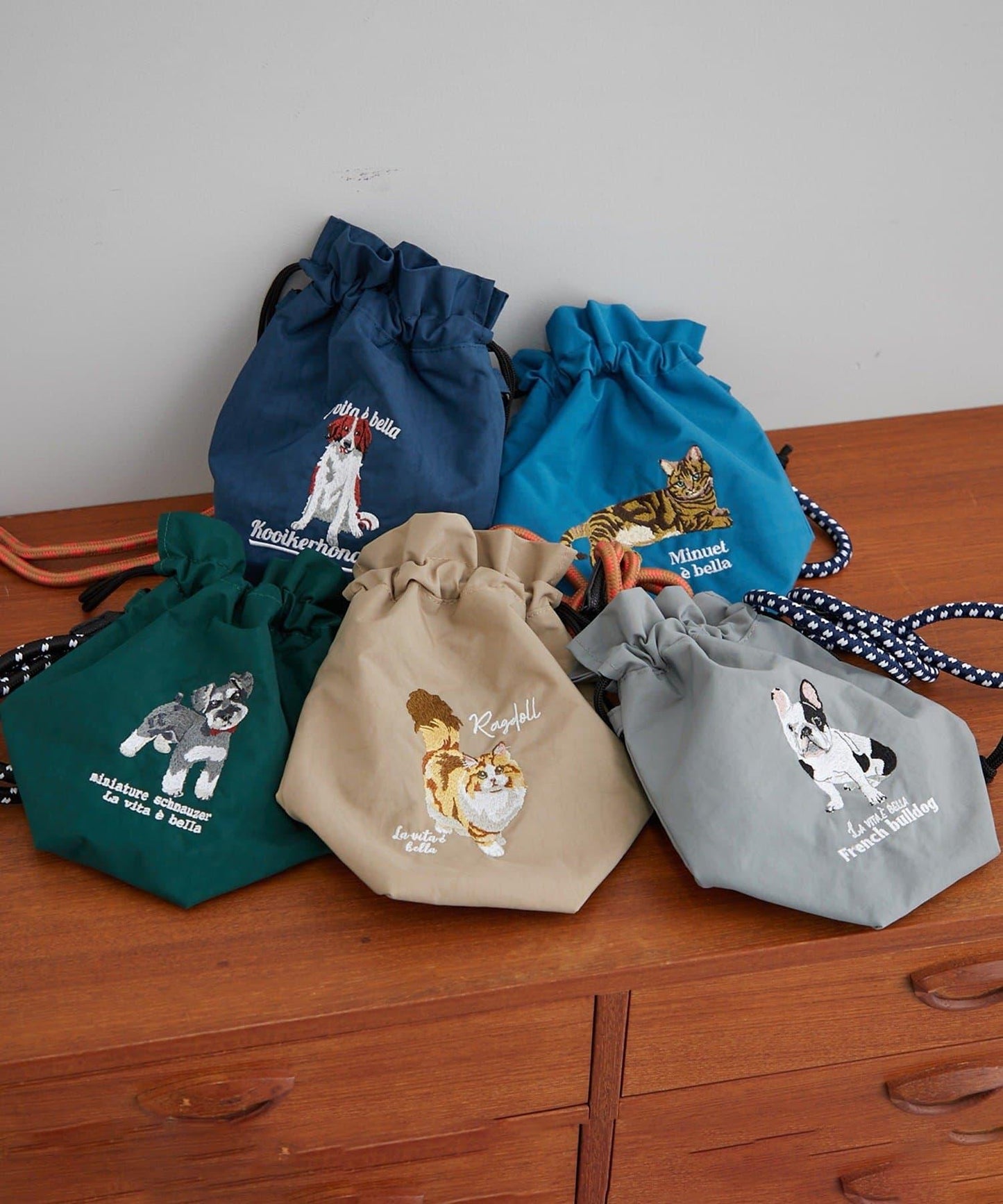 【限定】動物刺繡編織肩挎小包