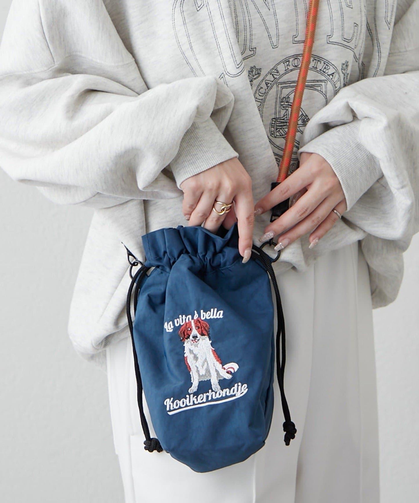 【限定】動物刺繡編織肩挎小包