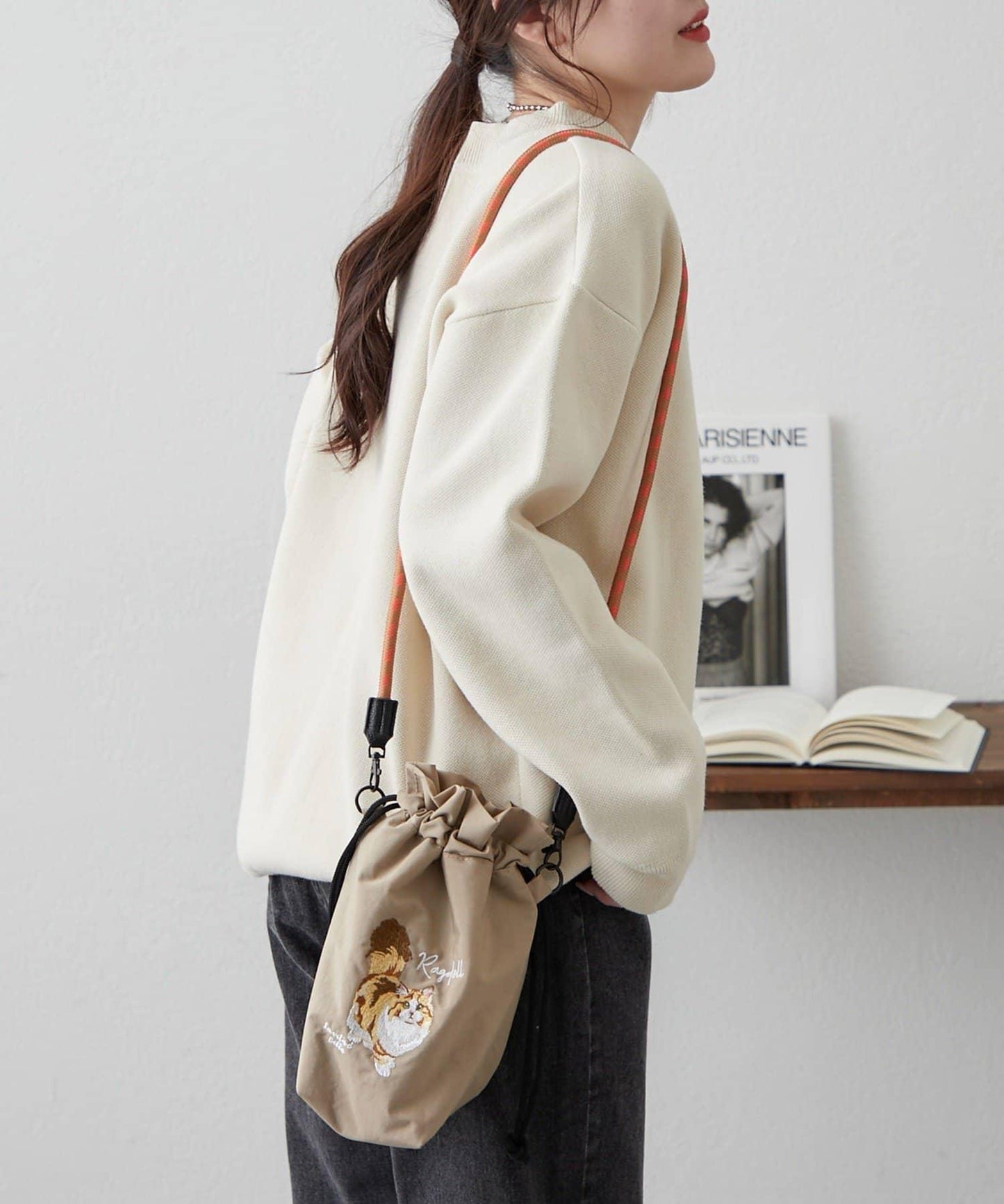 【限定】動物刺繡編織肩挎小包