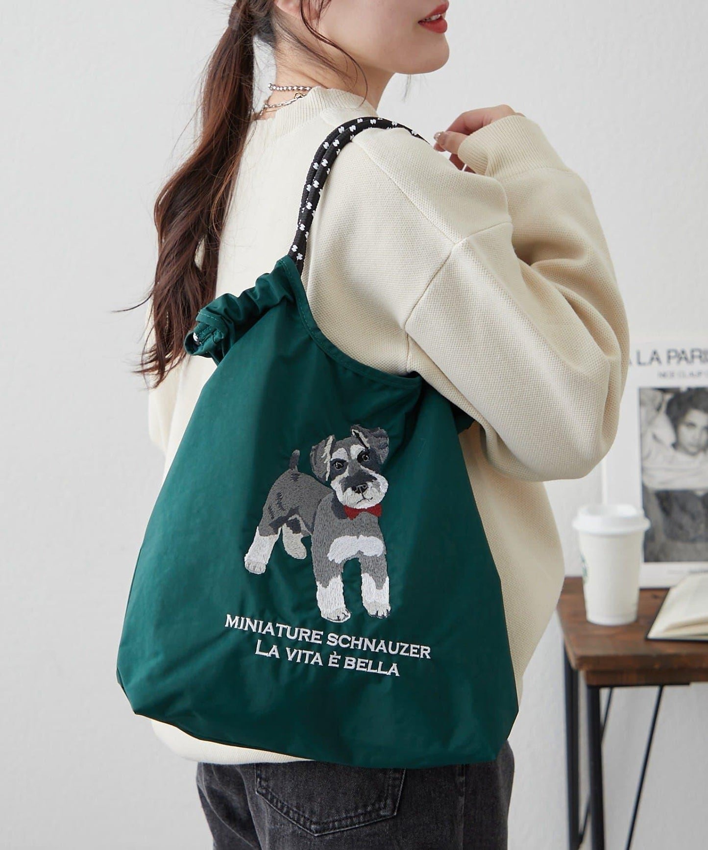 動物刺繡編織手提包