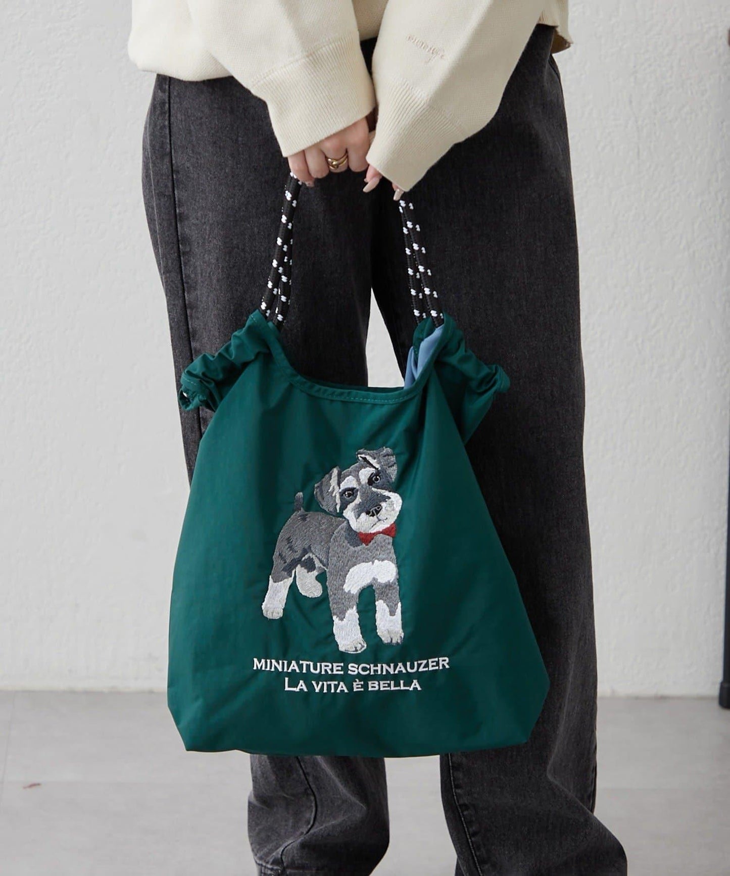 動物刺繡編織手提包