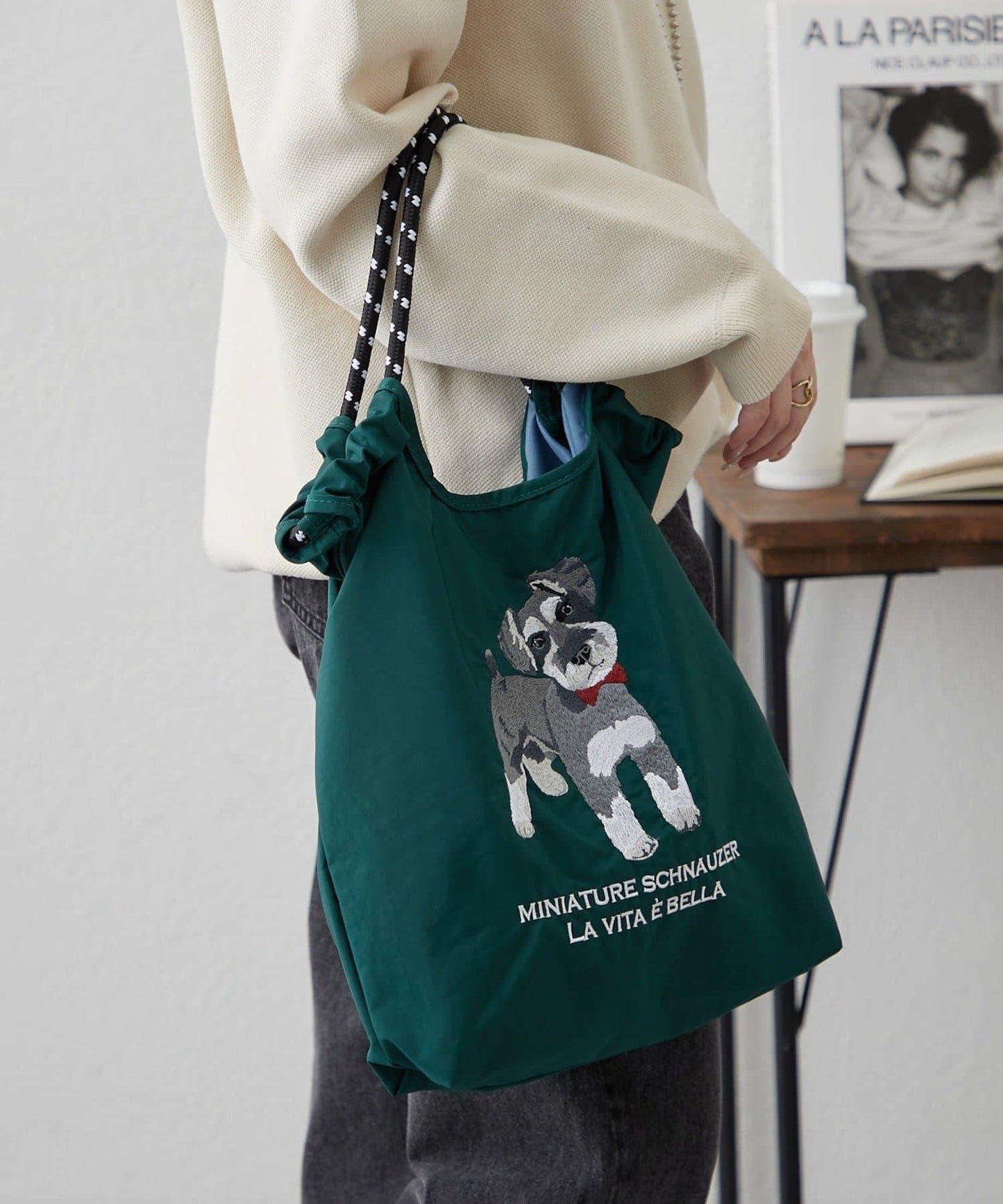 動物刺繡編織手提包