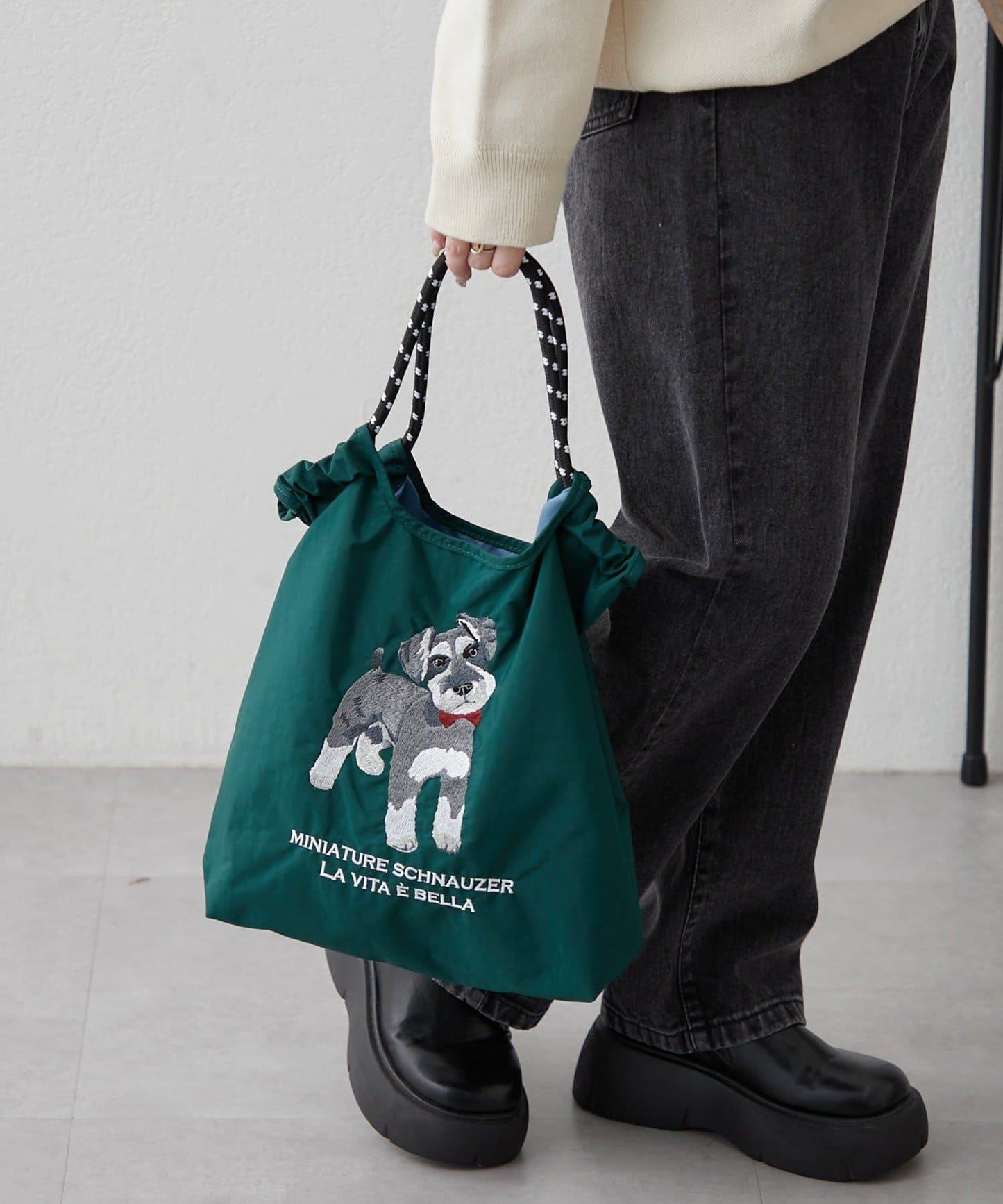 動物刺繡編織手提包