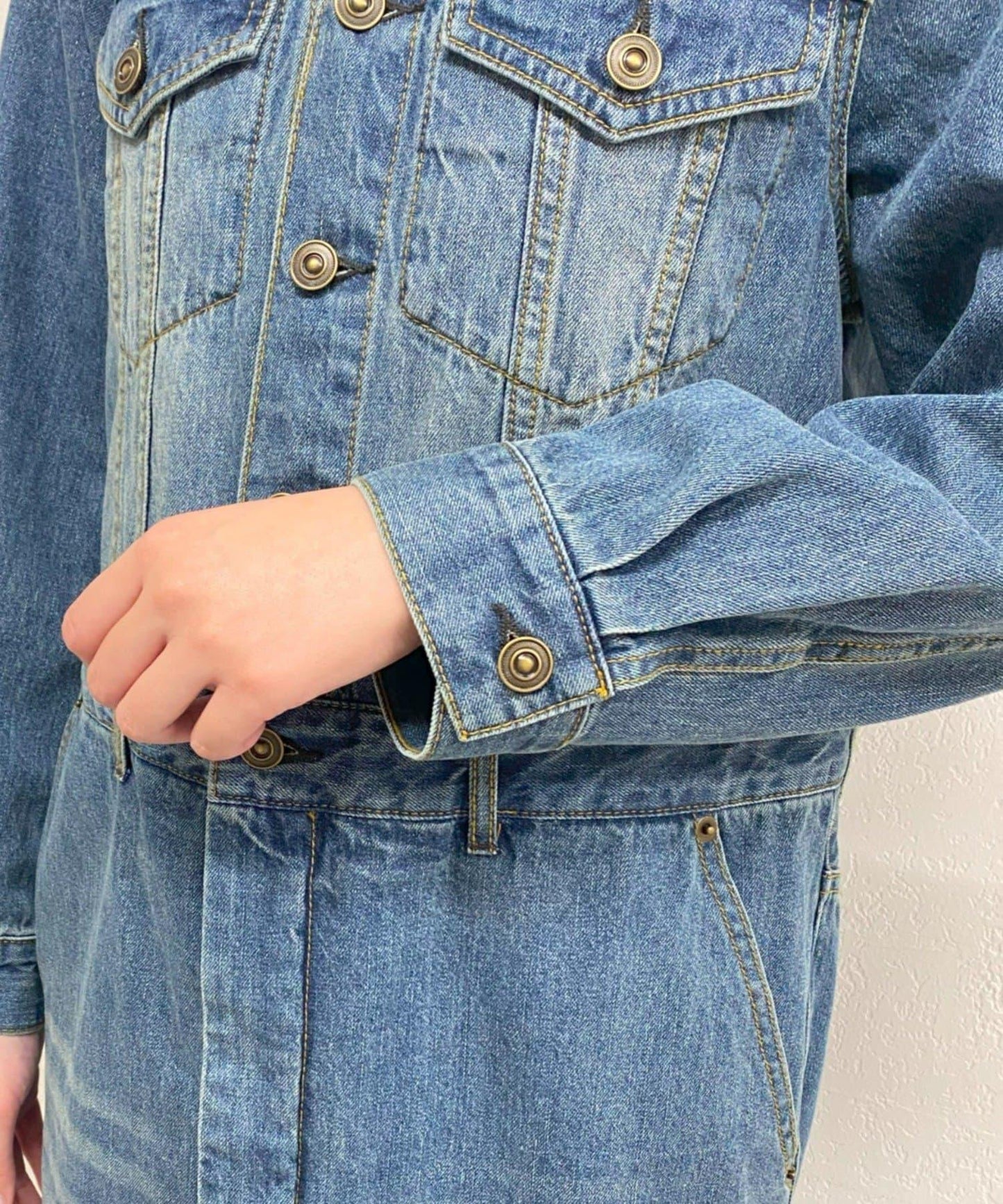 無領牛仔連衣裙