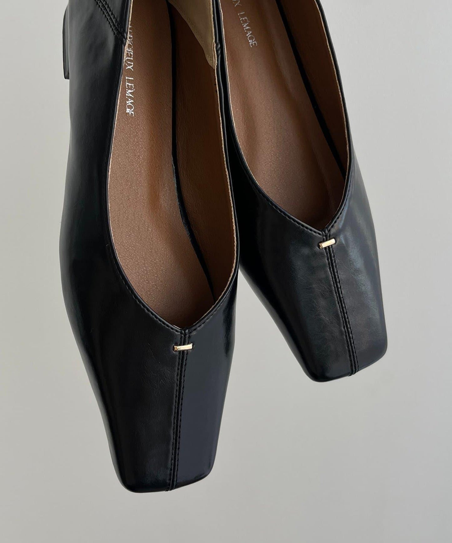 【復古款】方形縫合平底鞋