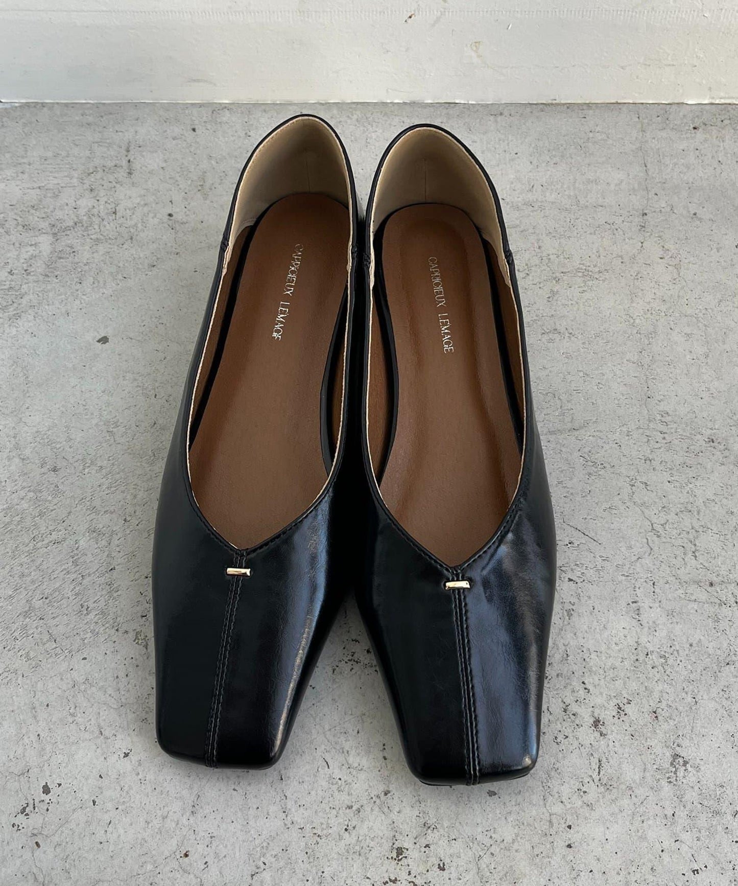 【復古款】方形縫合平底鞋