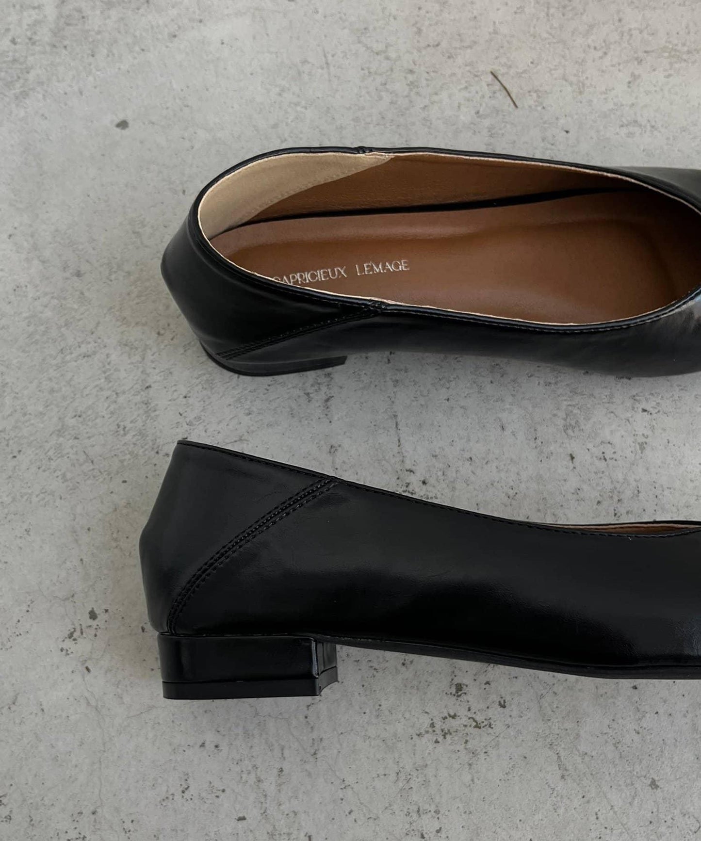 【復古款】方形縫合平底鞋