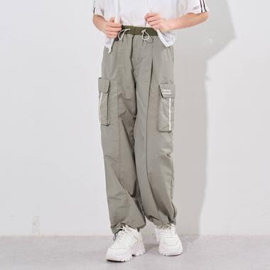 【Cuugal掲載】【防潑水】鬆緊腰工裝褲