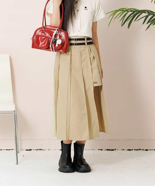 中長款雙層腰帶褲裙