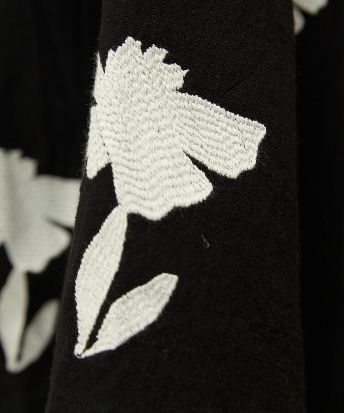 印度 花朵刺繡 單色 連衣裙/重棉夾層 連衣裙