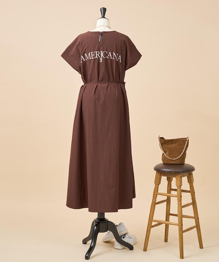 特別款 彈力尼龍 帶腰帶連衣裙