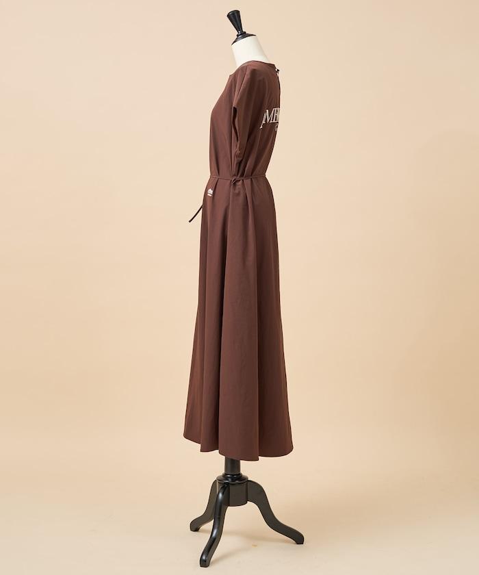 特別款 彈力尼龍 帶腰帶連衣裙