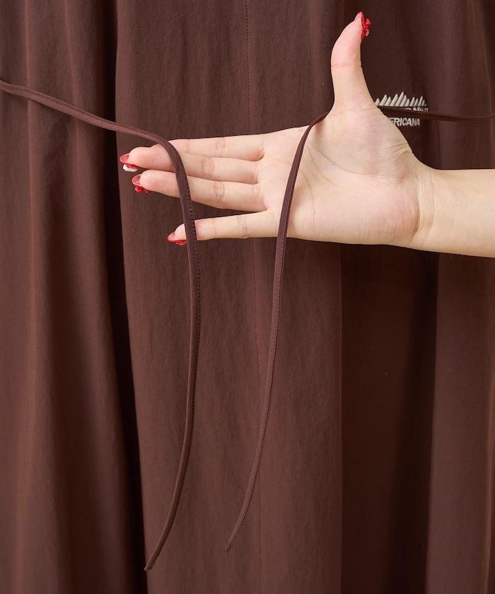 特別款 彈力尼龍 帶腰帶連衣裙