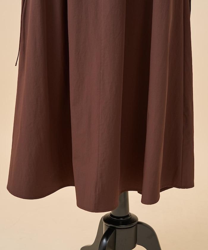 特別款 彈力尼龍 帶腰帶連衣裙