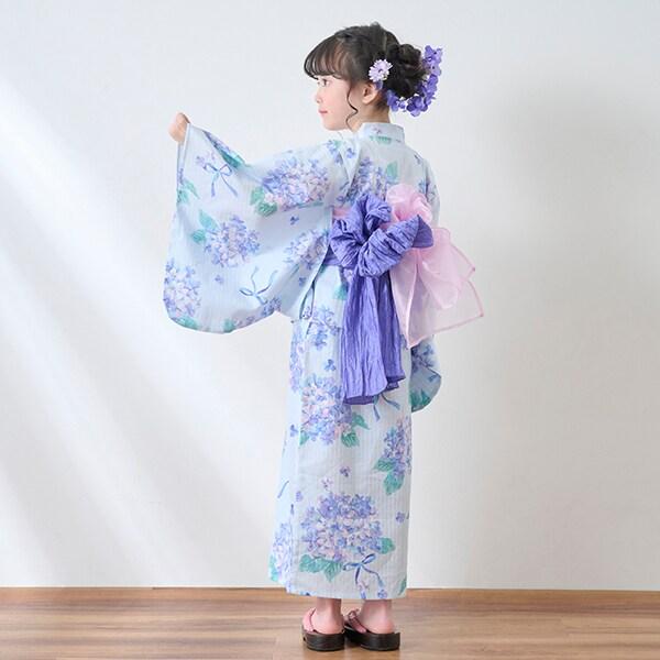 水彩繡球花圖案浴衣