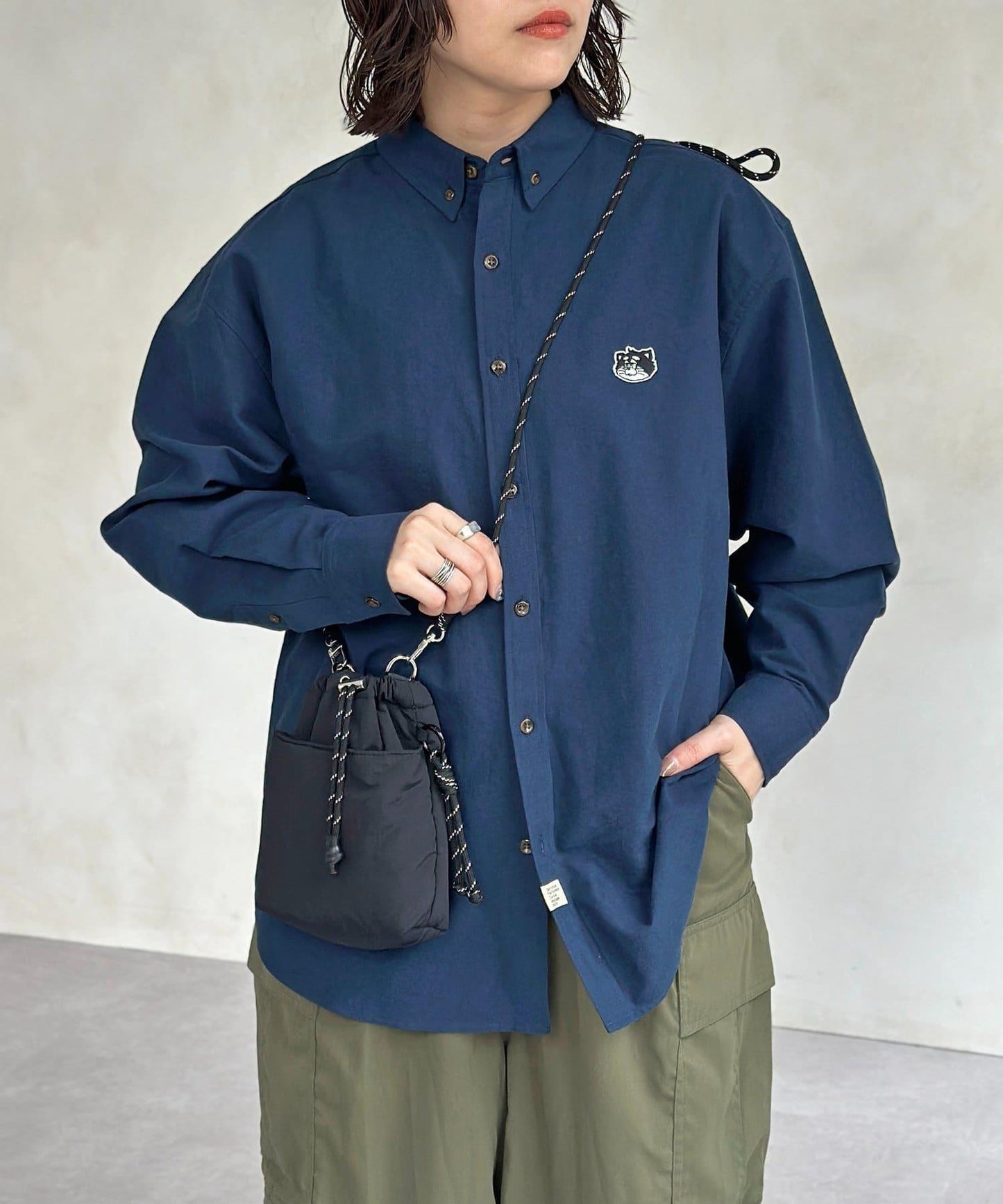 【ANYMAL】1點刺繡長袖牛津紡襯衫