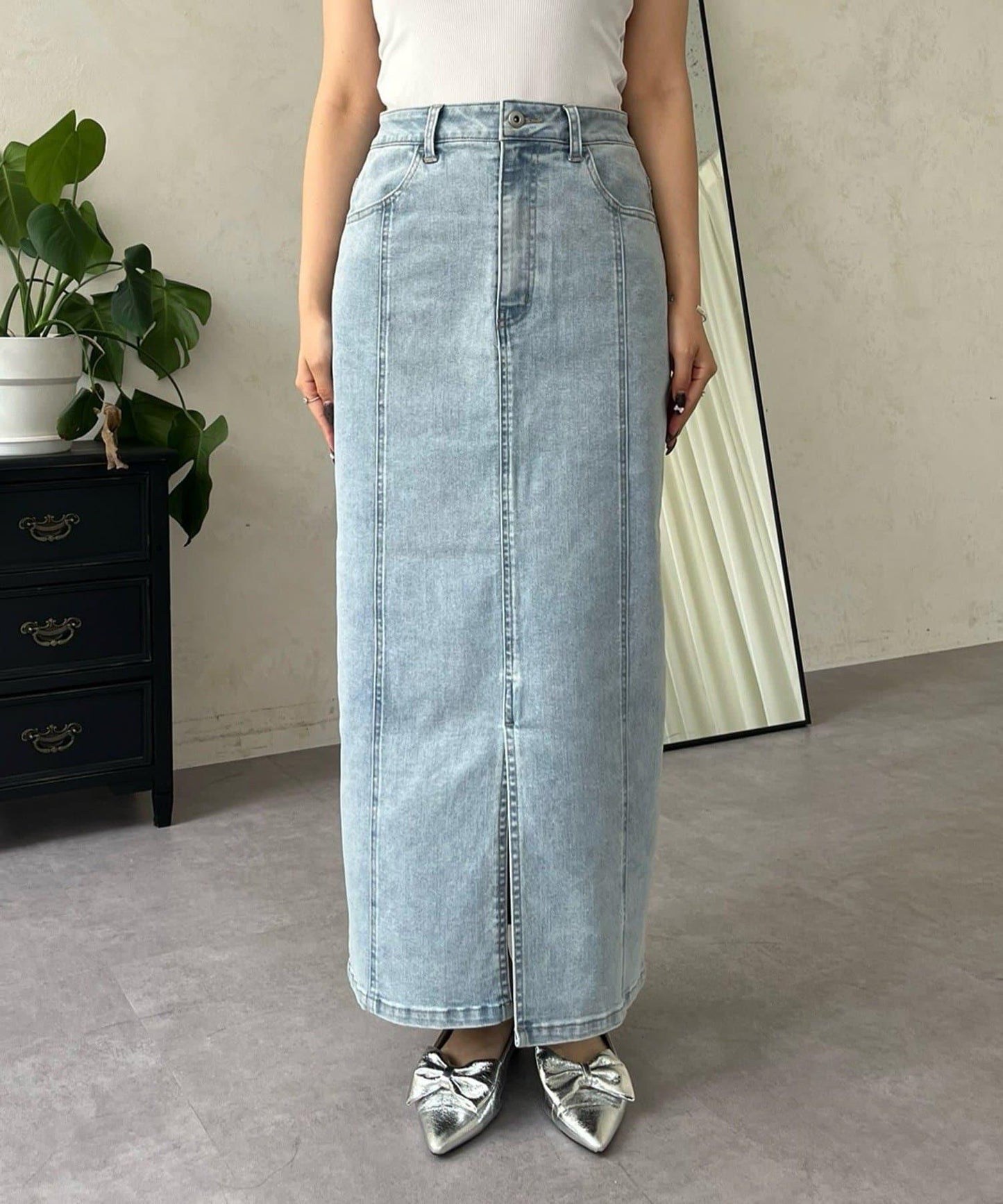 彈力牛仔緊身裙
