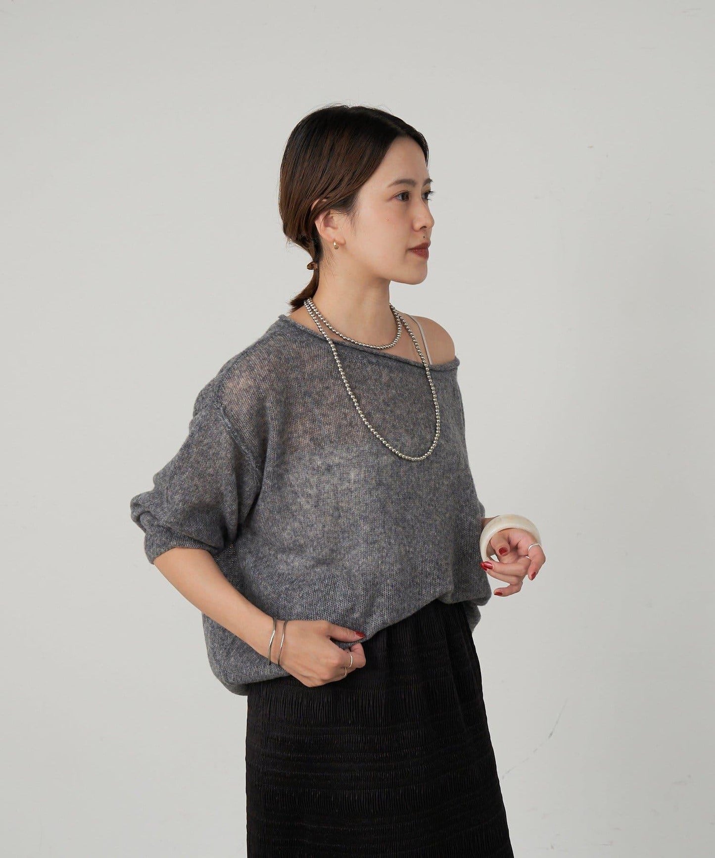 《網紅@kanako_iki聯名》透明羊毛針織衫