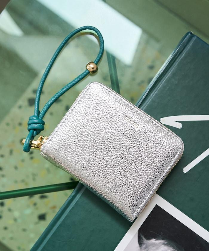 牛皮手提帶緊湊款錢包