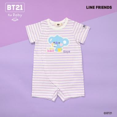【《BT21》】貼布繡條紋短款連體衣
