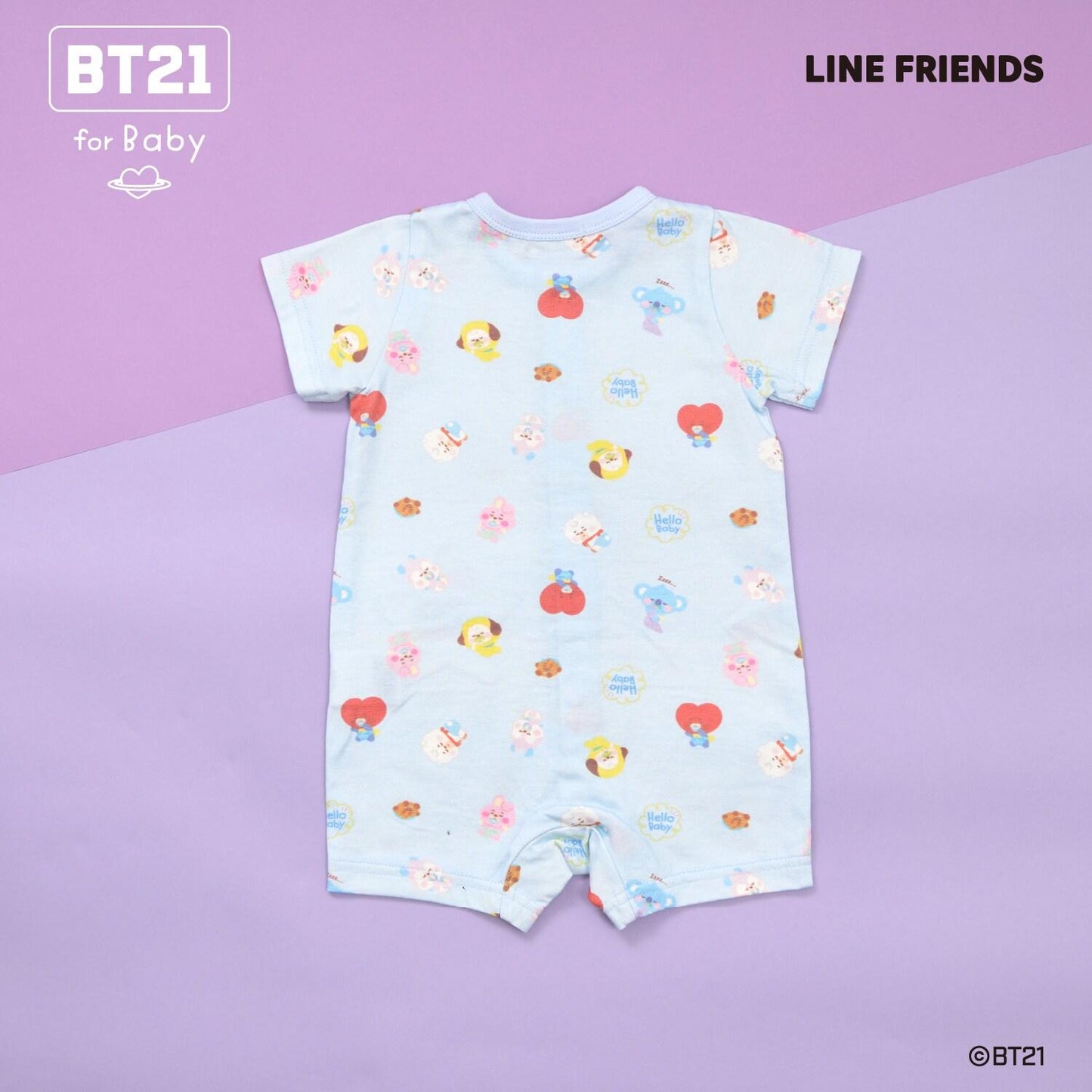 【《BT21》】刺繡貼布全印花短款連體衣