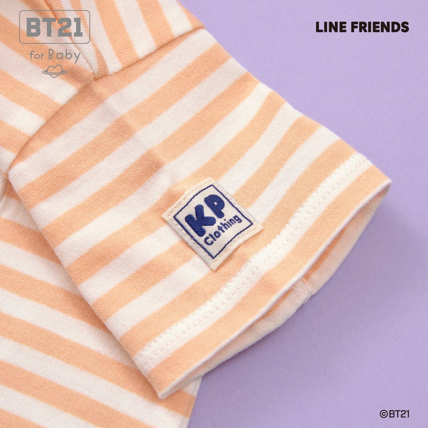 【《BT21》】貼布繡條紋短款連體衣