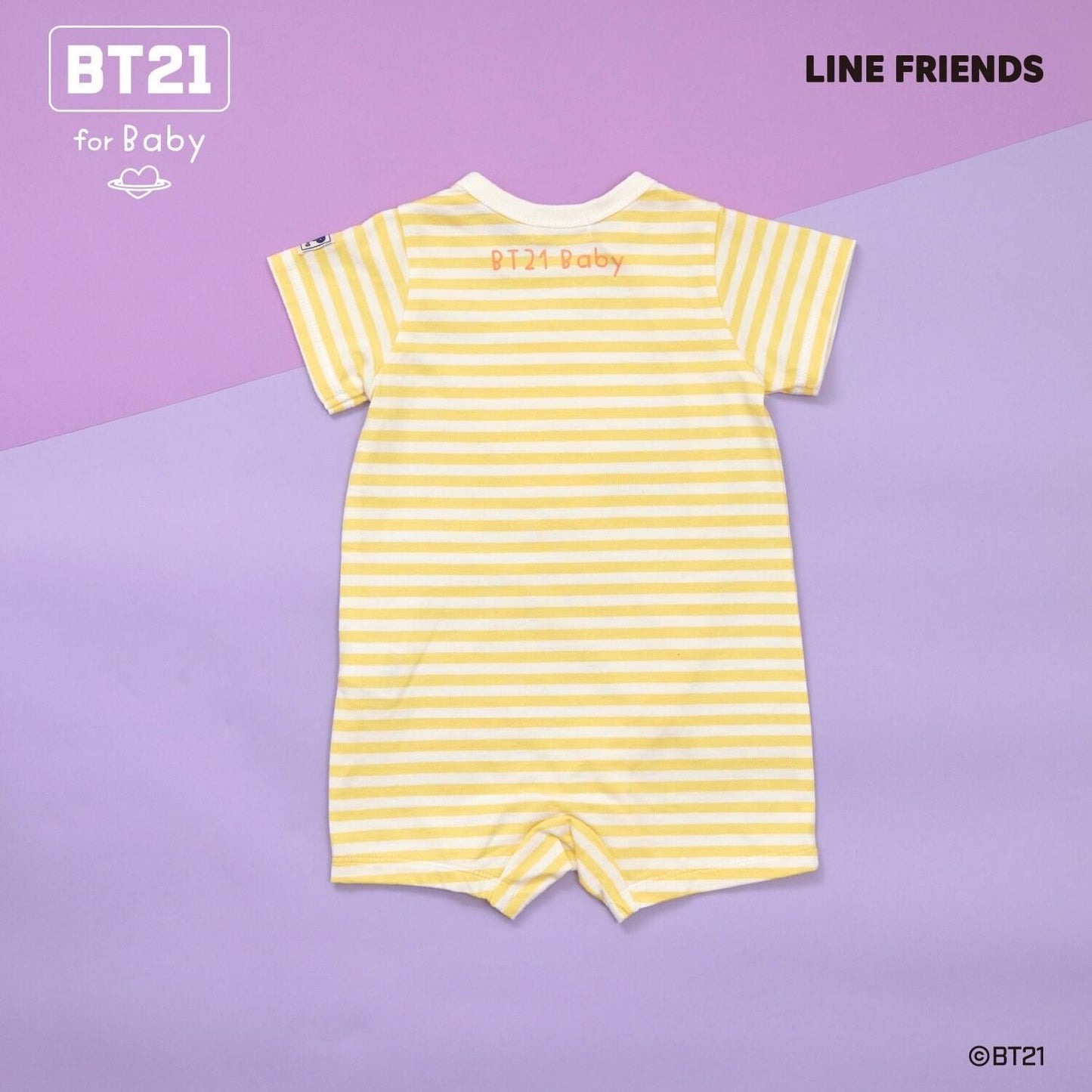 【《BT21》】貼布繡條紋短款連體衣