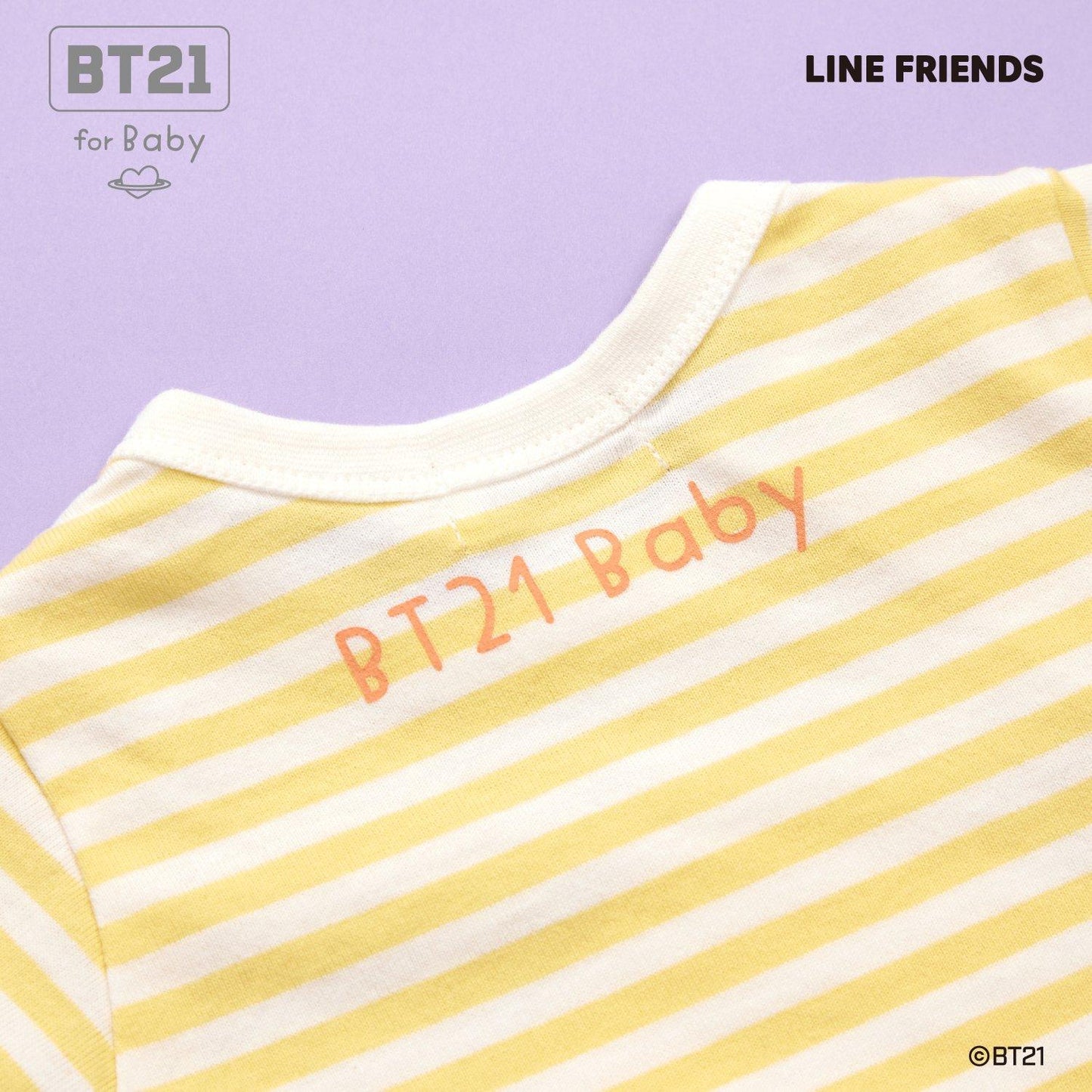 【《BT21》】貼布繡條紋短款連體衣