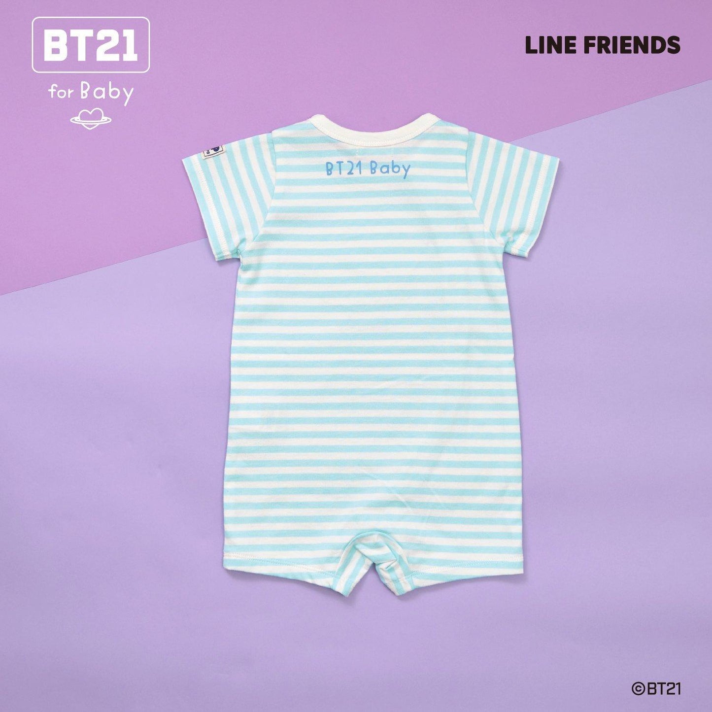 【《BT21》】貼布繡條紋短款連體衣
