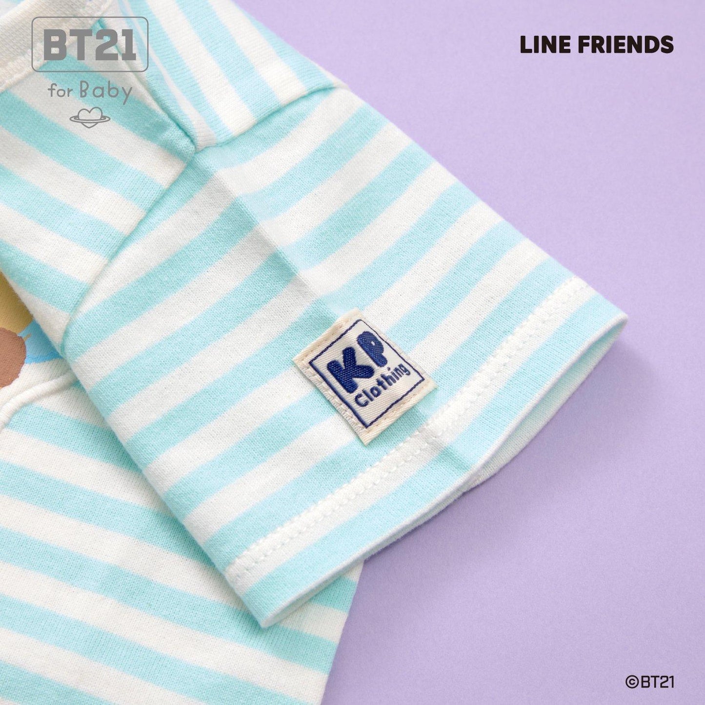 【《BT21》】貼布繡條紋短款連體衣