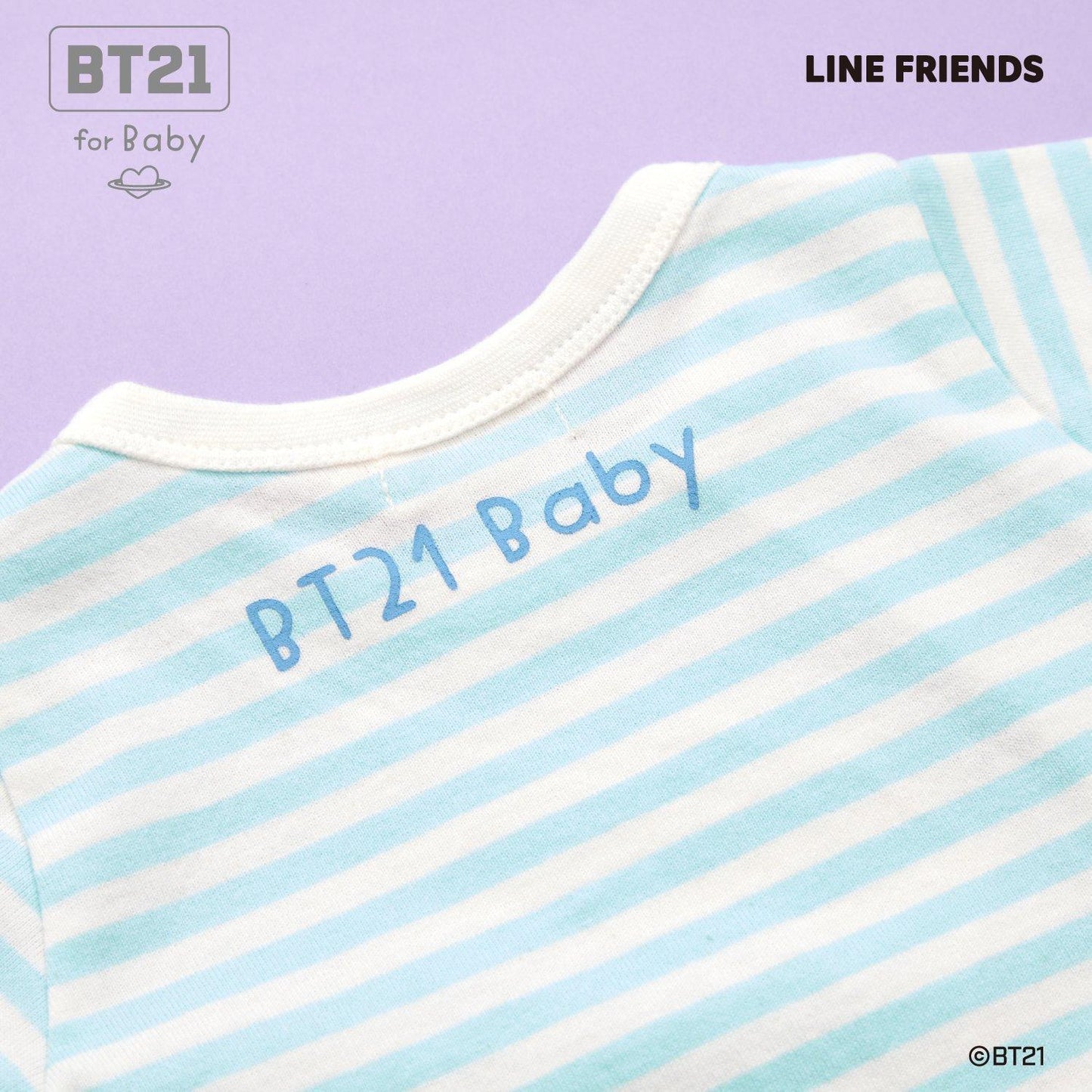 【《BT21》】貼布繡條紋短款連體衣
