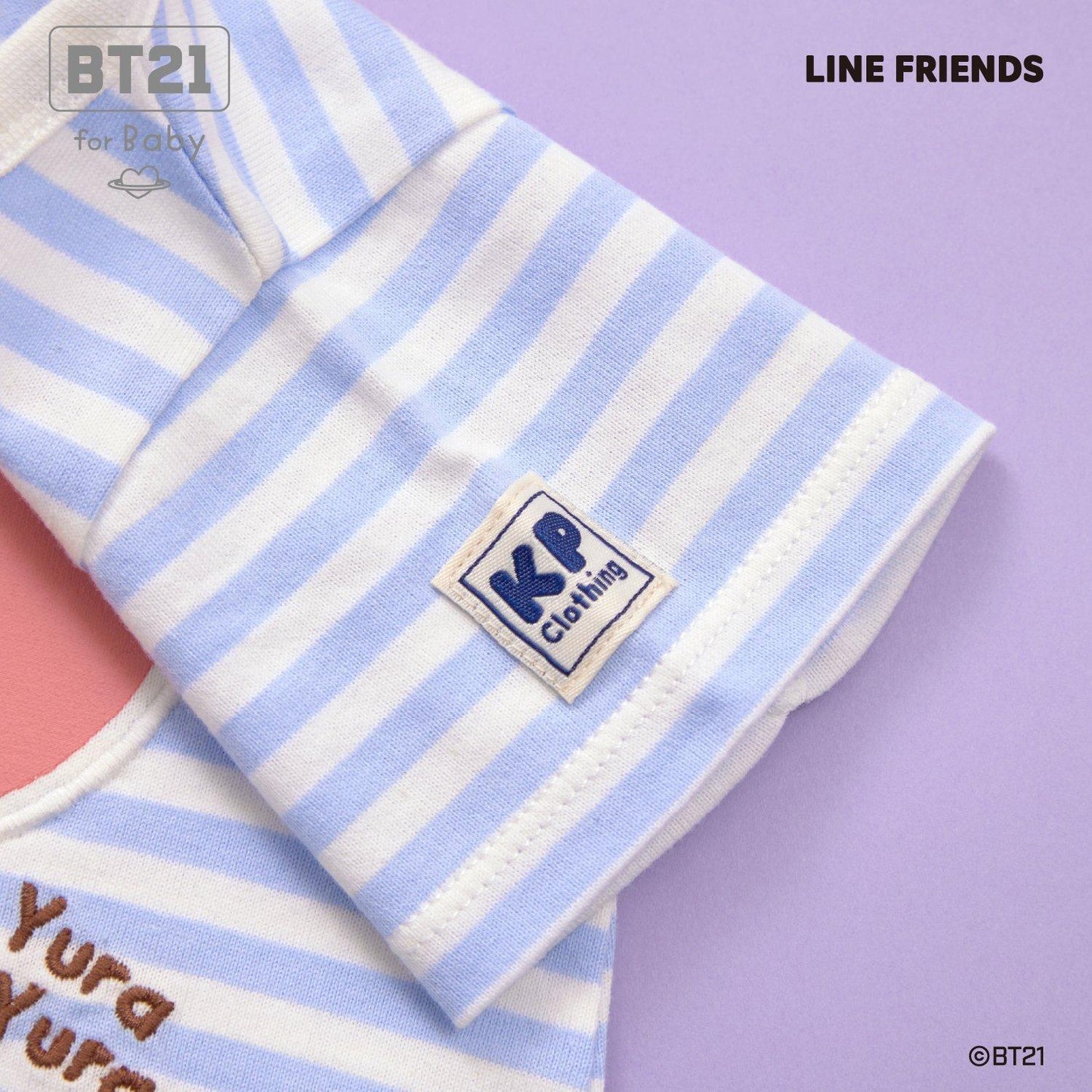 【《BT21》】貼布繡條紋短款連體衣