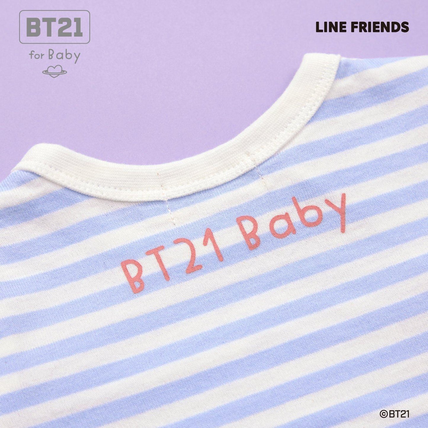 【《BT21》】貼布繡條紋短款連體衣