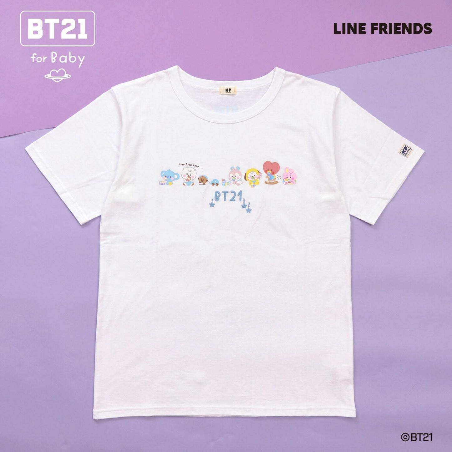 【《BT21》】印花及刺繡短袖T恤(成人款)