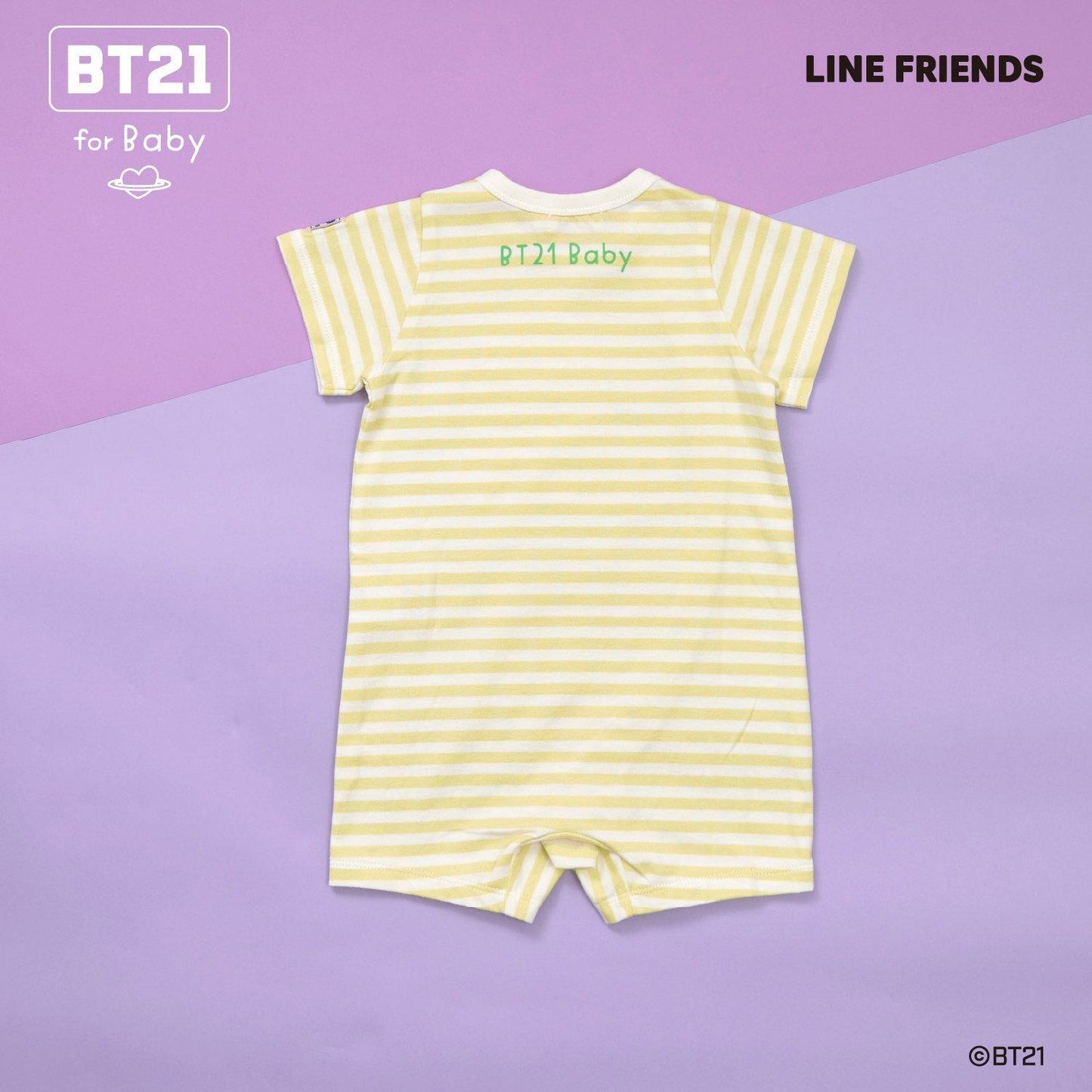 【《BT21》】貼布繡條紋短款連體衣