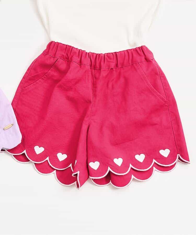 下襬扇邊刺繡短褲 短款