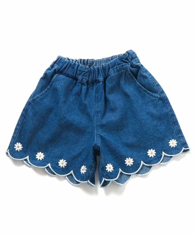 下襬扇邊刺繡短褲 短款