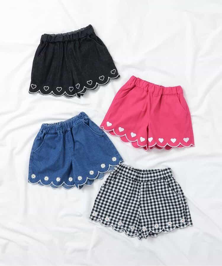 下襬扇邊刺繡短褲 短款
