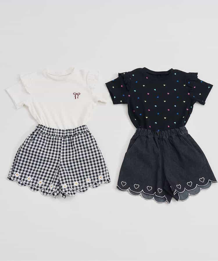 下襬扇邊刺繡短褲 短款