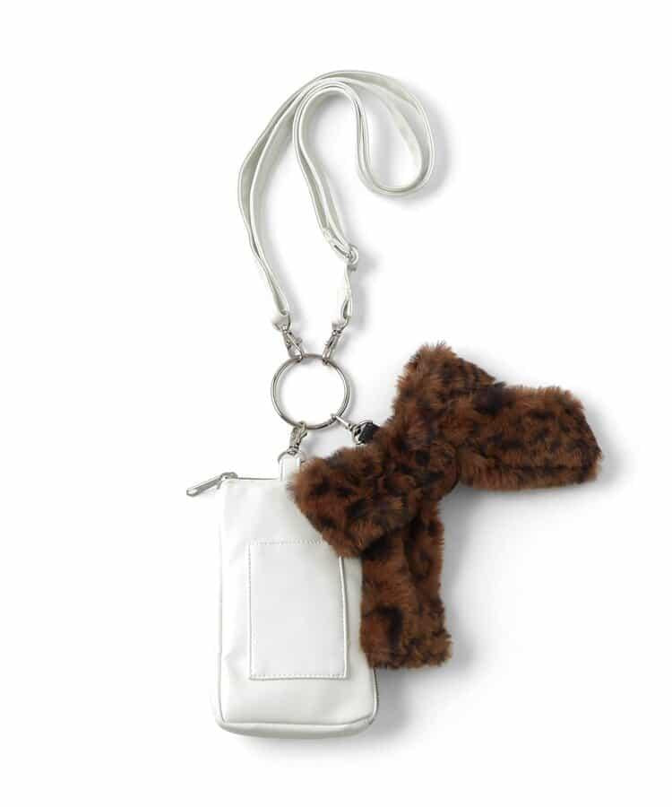 羊毛絨蝴蝶結掛鏈化妝包