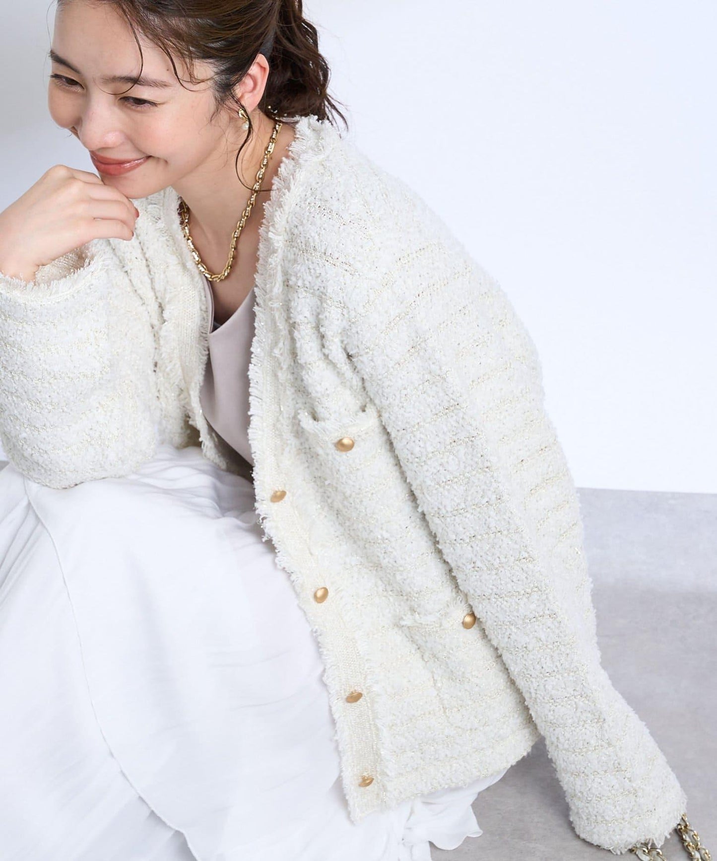 時尚精緻羊毛編織夾克開衫