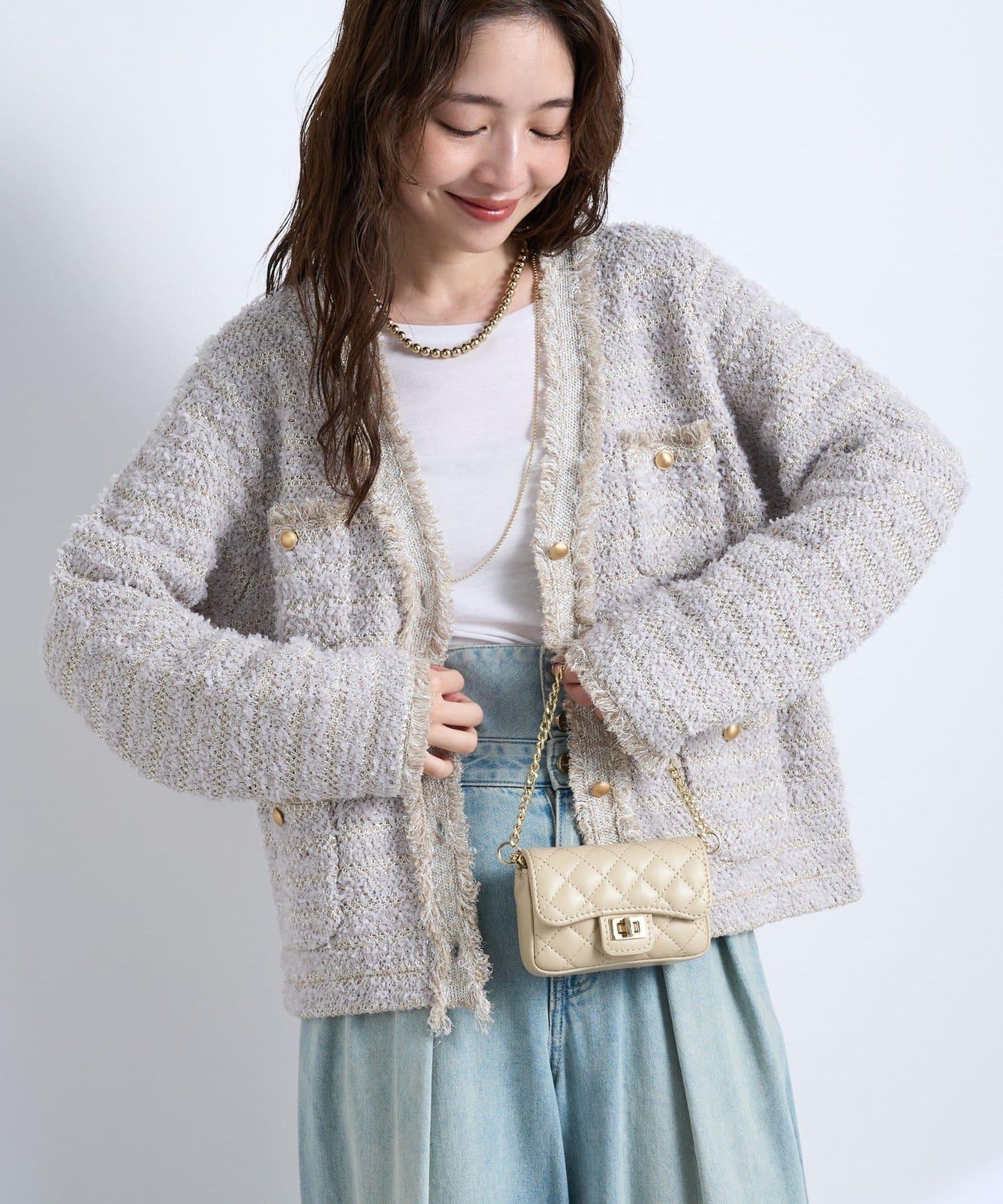 時尚精緻羊毛編織夾克開衫