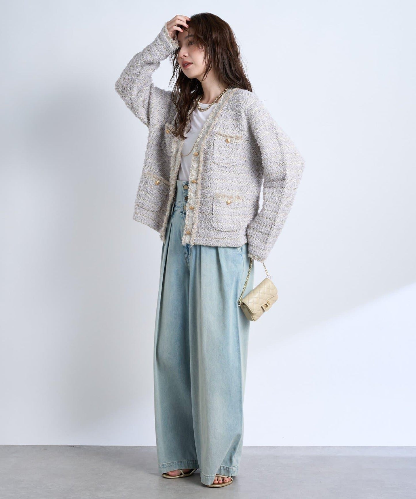 時尚精緻羊毛編織夾克開衫