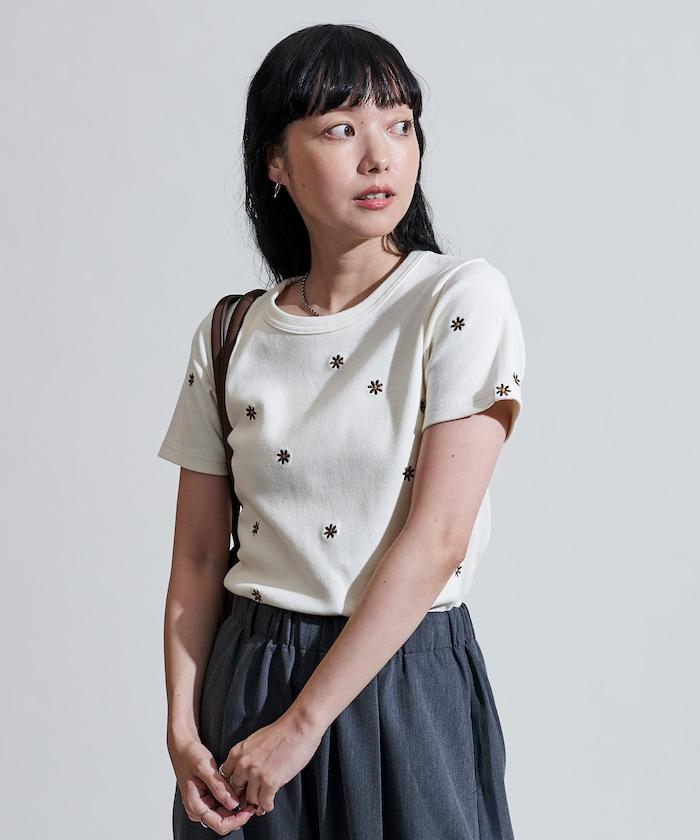 迷你雛菊刺繡T恤/肋T恤